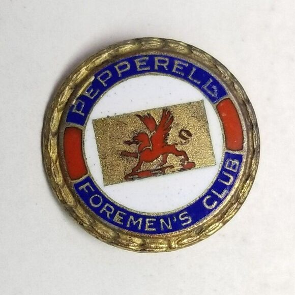 Vintage Pepperell Formen's Club Sterling Silver Enamel Brooch Lapel Pin, English - Picture 1 of 7